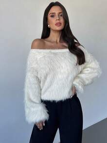 Firerie Áo len cashmere dáng rộng cổ trễ màu mơ, tay dài, mùa thu, dành cho giáo viên, sân bay, đa năng, phong cách quý tộc cổ điển dành cho phụ nữ, mùa thu dành cho phụ nữ, công sở dành cho phụ nữ, kín đáo, ấm áp mùa thu - Màu be - Xem 4