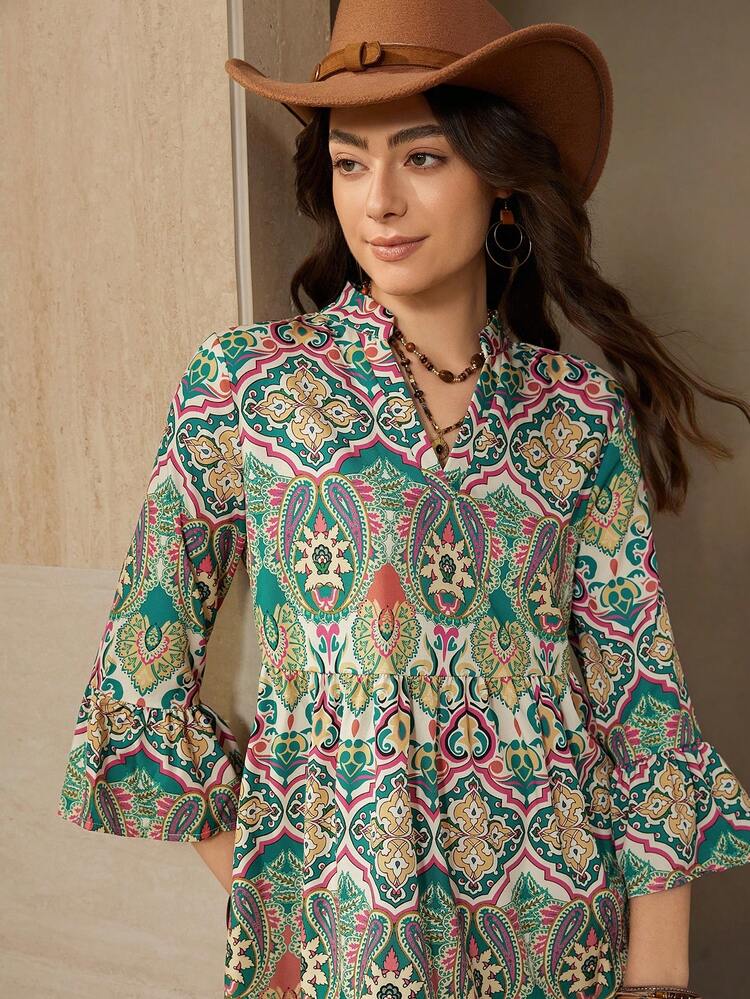 Casual Minimalist Floral Print Women's Mini Dress, Suitable For Summer Summer Dresses For Women Chic Dress