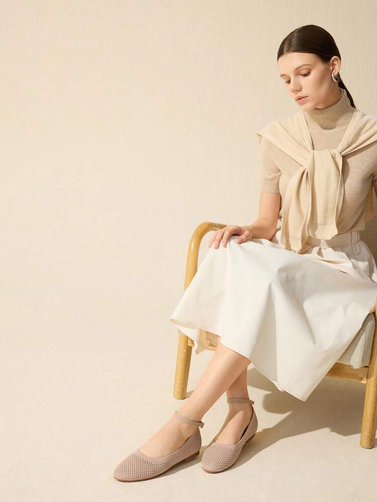 CUCCOO BASICS Chaussures plates style "Babies" en tissu respirant pour femmes, confortables pour le trajet, les sorties, les fêtes et les vacances