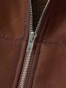 EMERY ROSE Plus Size Women Solid Color Long Sleeve Zipper Front Thermal Lined Hooded Casual Jacket, Autumn/Winter - Brown - View 4