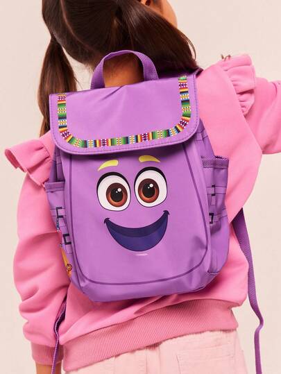 DORA | SHEIN 1 Pc Cute Cartoon Print Backpack, Adjustable Shoulder Strap Length, Gym Bag, Casual Bag, Canvas Backpack, School Bag, Travel Bag, Suitable For Students, Girls, Boys