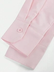 SHEIN 青少年女孩百搭百搭休闲日常时尚衬衫，适合毕业季和正式场合 - 淺粉色 - 查看 5