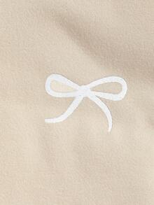 Sparklyn 3 件女童蝴蝶结印花腰部短袖 T 恤，灰色、粉色、黑色 - 咖啡棕 - 查看 6