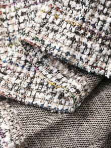 DAZY 优雅纹理条纹中长连衣裙，适合通勤，秋冬舞会礼服 - 灰色 - 查看 3