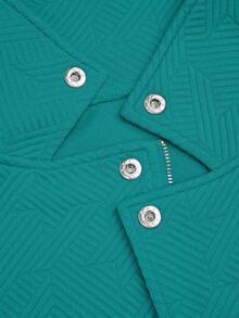 SHEIN LUNE Áo khoác mô tô thường ngày có khóa kéo bằng vải kết cấu có cổ ve áo - Màu xanh ngọc - Xem 6