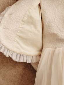 SHEIN Girl's Princess Dress, Beige, Small Fragrant Style Jacket Set, Skirt Mesh Dress, Vacation, Partywear ,Valentine's Day,Birthday Dress, New Year's Day, Birthday Party, Wedding Festival Dress Dress, Gorgeous Dress Dress, Middle East, Europe And America