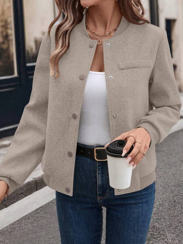 EMERY ROSE Chaqueta de béisbol casual para mujer con mangas largas, para el otoño