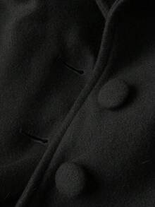 Sweetra 大码优雅外出上衣，秋冬复古百搭休闲修身优雅棕绿色长款喇叭外套收腰连衣裙 - 黑色 - 查看 4