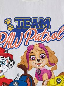 SHEIN | PAW Patrol Jeune garçon T-shirt d''été mignon avec imprimé lettres et chien