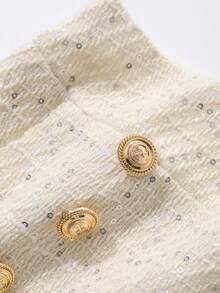 DAZY Solid Color Studded Sequin Design Women's Fashion Shorts - Apricot - View 9