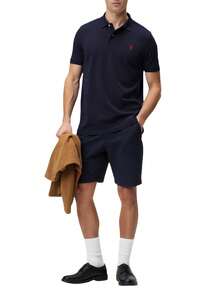 Classic Men's Polo Shirt White - Navy Blue - View 3
