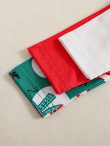 SHEIN 3件套男婴圣诞套装，可爱圣诞老人和雪人印花长袖连体衣，适合居家、休闲、节日派对穿着 - 彩色 - 查看 7