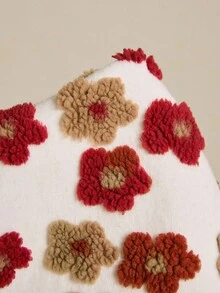 SoleilVie 女式宽松落肩花卉印花大衣 - 紅白色 - 查看 7