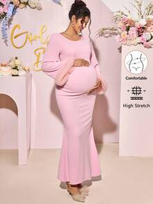 Loomaby Maternity Dresses,Gender Reveal Dress,Maternity Dress, Baby Shower Dress Maternity Photoshoot Dress Pregnancy Dress Long Sleeve Maternity Dress Pink Maternity Dress Maternity Gown