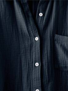 Linhara Camisa de manga larga de unicolor informal de talla grande