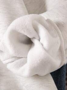 青少年女孩运动衫，休闲学院风百搭，二合一运动衫衬衫领数字和字母印花豹纹宽松 - 彩色 - 查看 3