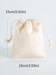 10pcs Plain Drawstring Bags, Gift Wrap Bags - Beige - View 4
