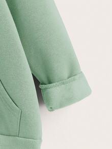 SHEIN 男童口袋休闲可爱卫衣，适合秋季日常穿着，也可作为卫衣、感恩节、圣诞节、冬季服装，打造舒适的秋冬造型。 - 綠色 - 查看 3