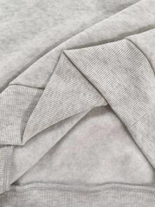 SHEIN Women's Slogan & Cherry Print Long Sleeve Thermal Lined Casual Sweatshirt, Autumn/Winter - Light Grey - View 5