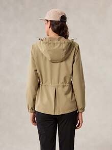 OutZeal Women Outdoor Jacket Hiking Camping Water-Resistant Windproof Drawstring Waist Zip Pocket Hooded Outdoor Top Spring Fall - Khaki - View 8
