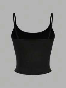 SHEIN EZwear 4 件套女士紧身短款休闲背心，颜色有黑色、酒红色、灰色和白色 - 彩色 - 查看 5