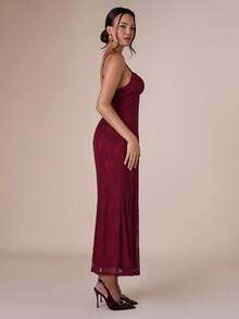 COSMINA Robe camisole en dentelle élégante pour femme, convient aux occasions formelles - Rouge foncé - Voir 6
