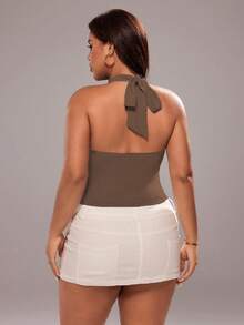 Rustia 美式性感街头时尚女士细肩带吊带背心，百搭 - 咖啡棕 - 查看 2