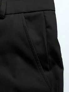 Manfinity CasualCool Men's Casual Solid Color Short Sleeve Shirt And Pants Set - Black - View 6