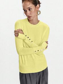 Lumivelle Women's All-Match Round Neck Casual Versatile Long Sleeve Knit Sweater - Yellow - View 5