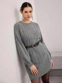 Heiryn 女士时尚露背系带毛衣，秋冬 - 灰色 - 查看 5
