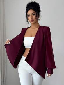 Elenzga Women's Elegant Commuter Wrap Asymmetric Hem Thin Jacket