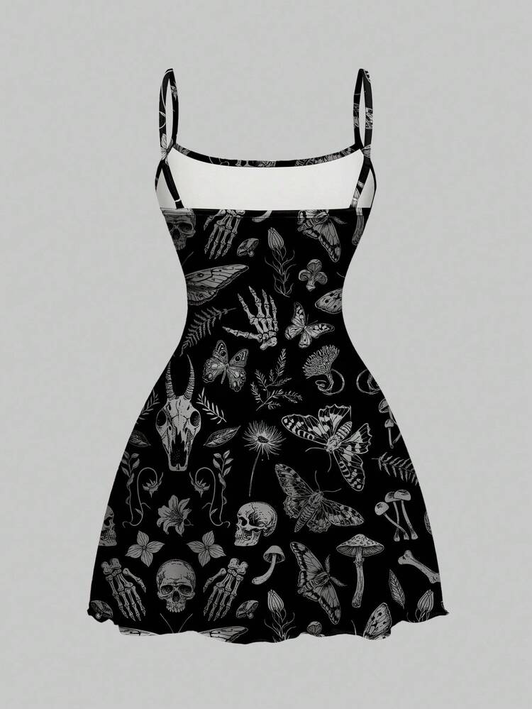 black graphic dress Jaded London One Shoulder Graphic Dress in Black Multi