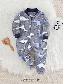 Cozy Pixies Bộ áo liền quần dài tay in hình gấu trúc hoạt hình cho bé sơ sinh trai/gái. - Nhiều màu - Xem 1