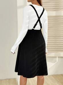 SHEIN 孕妇纯色休闲百搭交叉背带无袖连衣裙