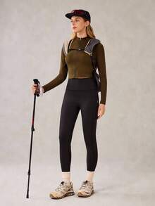 OutZeal Women Thermal Warm Brushed Stretch High Waist Pockets Black Outdoor Legging Hiking Camping Fall Winter - Black - View 5