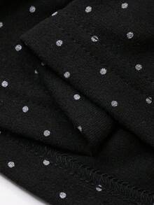 DAZY 女式圆点印花休闲长袖单排扣T恤 - 黑色 - 查看 7