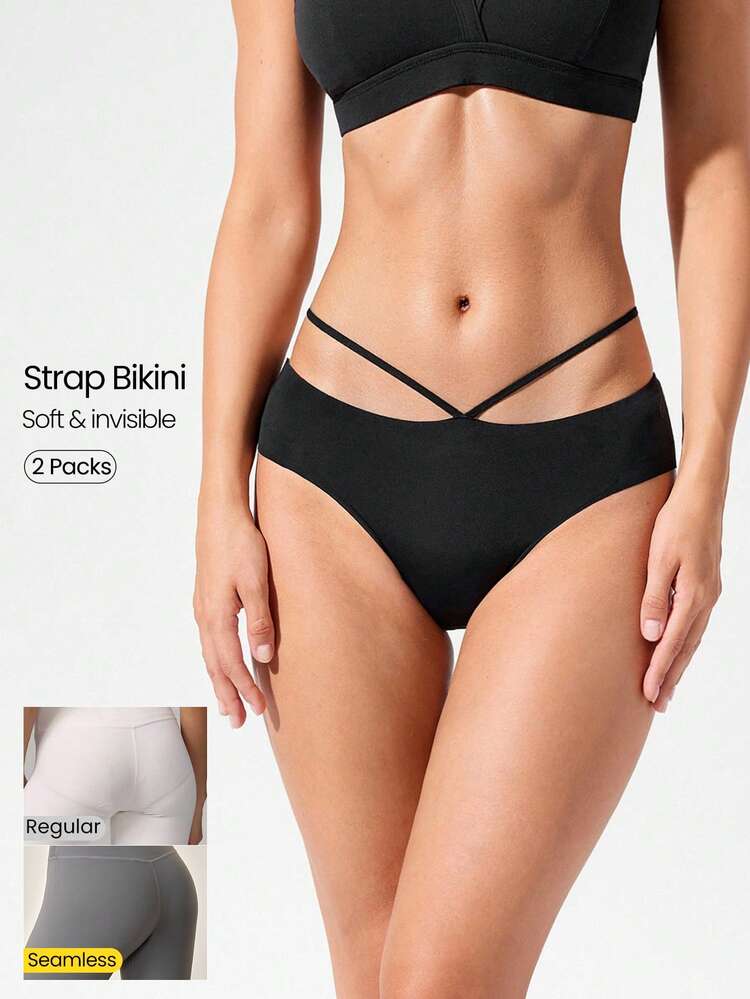 2 paquetes de ropa interior tipo bikini ultraligera, con diseño de tirantes de cintura baja, elástica y transpirable, ideal para yoga, pilates, gimnasio, actividades diarias y uso casual