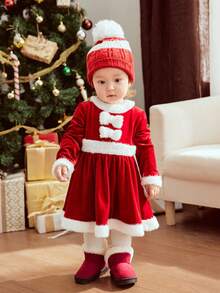Cozy Pixies 1 Pair Girl Burgundy Fashionable Fluffy & Warm Snow Boots, Comfortable Daily & Sports Wear, Autumn/Winter