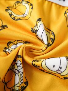 GARFIELD | SHEIN Bộ 2 quần lót cạp chun in hình mèo dễ thương cỡ lớn thoải mái hoạt hình cho nữ Bộ đồ lót nữ dễ thương - Màu vàng - Xem 3