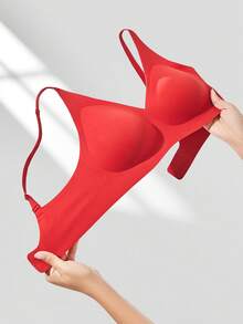 LUVLETTE Dream Curve 2ndSkin 圣诞新年红色无钢圈无缝深V休闲隐形文胸基础款尺码自由无痕内衣舒适必备 - 紅色 - 查看 8