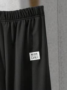 2pcs/Set Tween Boy American Casual Crew Neck Pullover And Sports Pants Outfit - Black - View 6