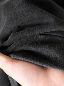 CosyJoli Conjunto de camiseta de manga larga con cuello redondo y vestido camisola con parches de encaje de mariposa para tallas grandes - Negro - Ver 7