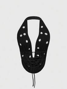 ROMWE J-Fashion Women's Retro Y2K Subculture Sexy Draped Neck Hollow Out Camisole - Black - View 2