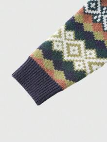 ROMWE MEN Prep 男士休闲几何提花针织毛衣，秋冬 - 彩色 - 查看 4