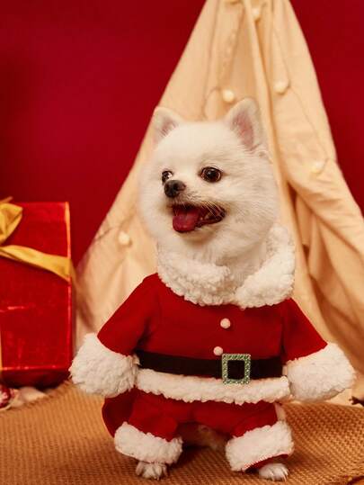 PETSIN Disfraz de transformación de Papá Noel, transformación 3D, ropa navideña para perros, atuendo navideño