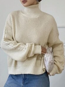 Livesso Women's Casual Solid Color Turtleneck Sweater, Autumn