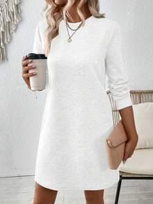 EMERY ROSE Đầm dài tay thường ngày màu trơn dành cho nữ - trắng - Xem 3
