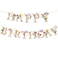 1 套，花蝴蝶生日快乐横幅，波西米亚风时尚花卉和蝴蝶生日字母，野花蝴蝶花园派对装饰，适合 1 岁、21 岁、30 岁、40 岁、50 岁、60 岁、70 岁生日派对 - 彩色 - 查看 6