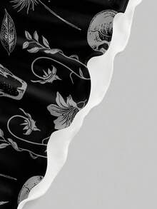 ROMWE Goth Vestido mini con estampado total de alas de esqueleto, murciélago y plantas de estilo gótico oscuro de Halloween para mujeres - Negro - Ver 4