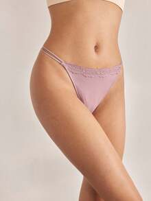 Ocili Paquete de 3 bragas de mujer minimalistas de 100% algodón cómodo con encaje a doble cara y elástico, de estilo elegante para el otoño - Multicolor - Ver 4